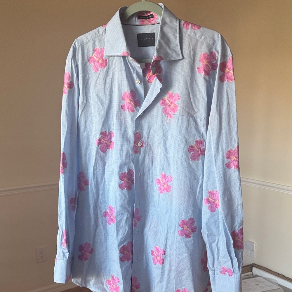 Calder Carmel limited edition Men's Blue and Pink Floral Shirt